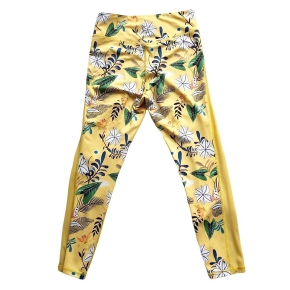 Zyia Reflective Light n Tight High Rise Leggings Yellow Floral 8/10 - Picture 5 of 13